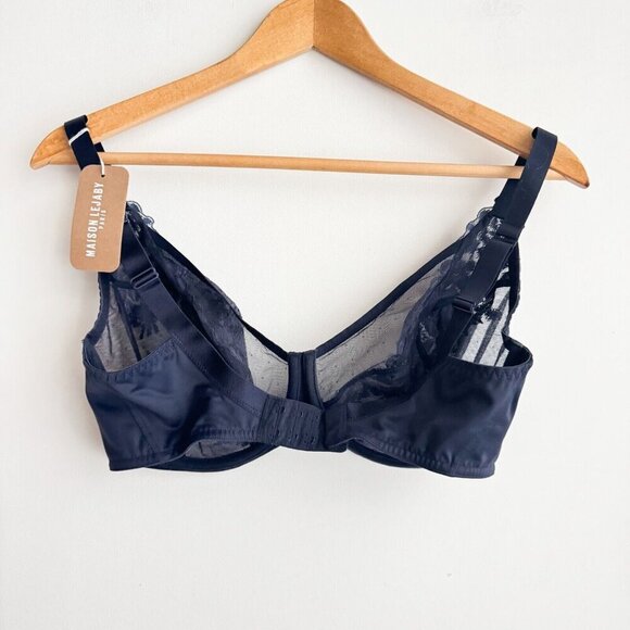 Lajaby Navy Blue Sheer Floral Underwire Bra 36F - Picture 5 of 6